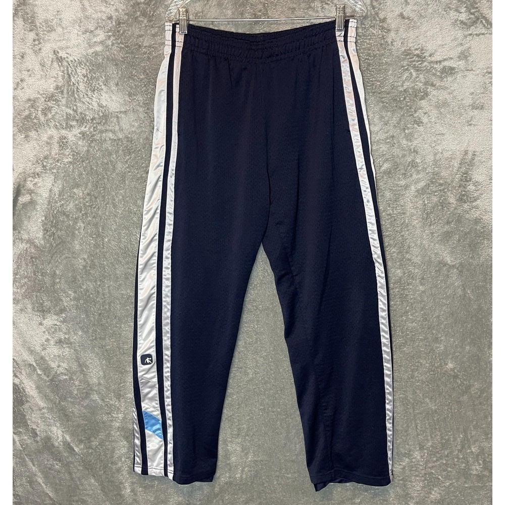 AND1 Vintage 90s Striped Pull On Elastic Waist Mesh Warmup Track Pants M Blue